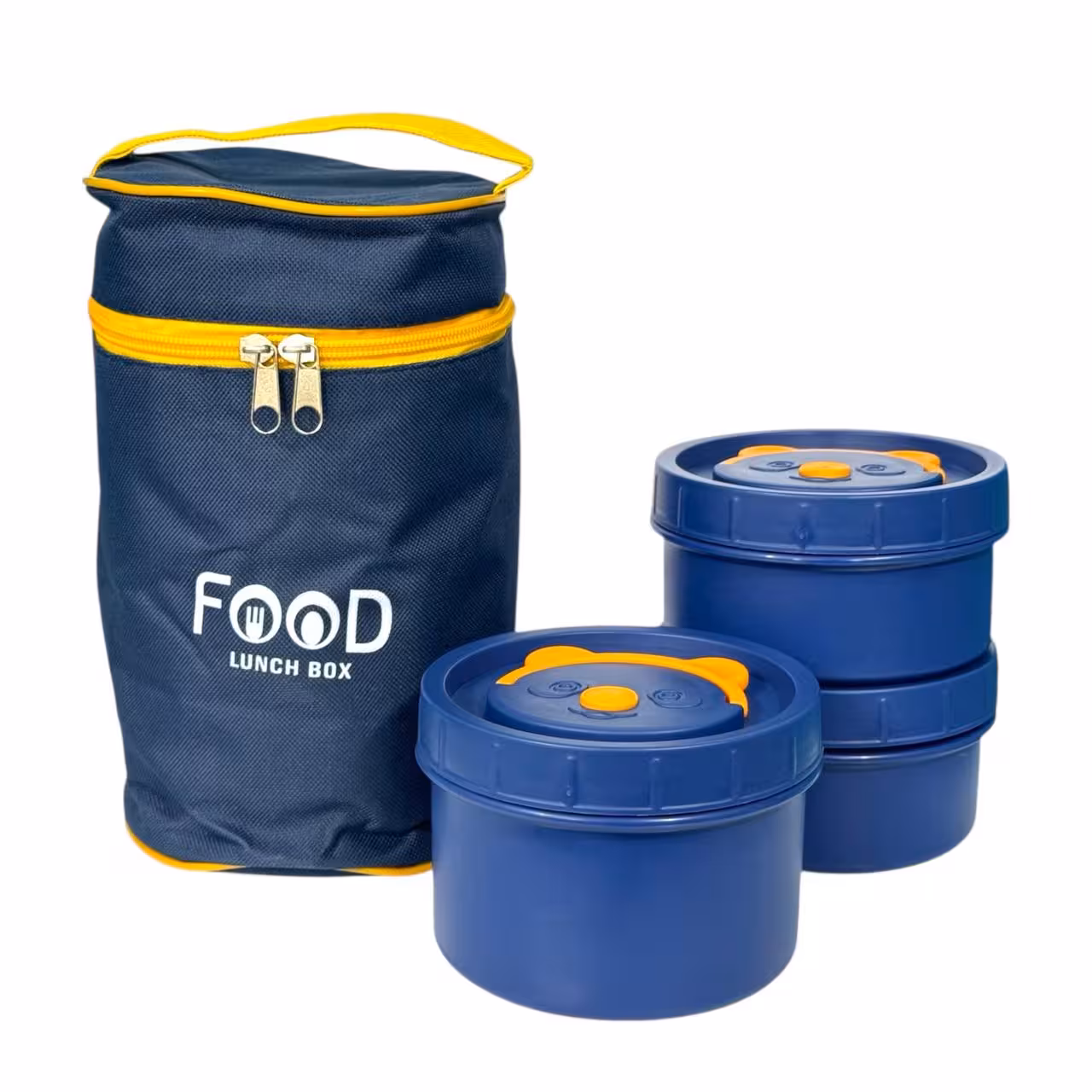 ست لانچ باکس سه عددی داخل استیل به همراه بگ سورمه ای