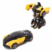 ماشین و ربات تبدیل شونده قدرتی اسباب بازی رنگ زرد کد vem340A