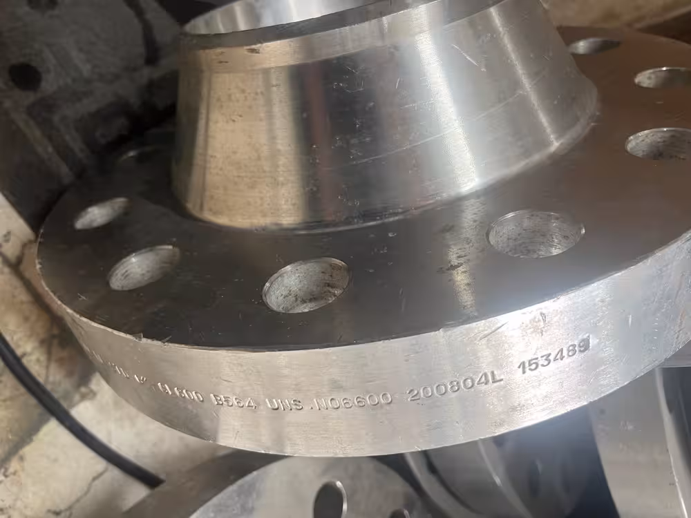 فلنج گلودار 6 اینچ اینکونل استنلس استیل ریس فیس رده STD کلاس 600  B16.5 از جنس UNS NO6600