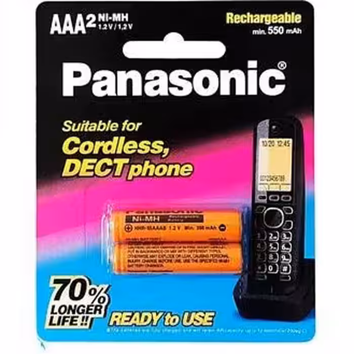 باتری تلفن بی سیم پاناسونیک AAA2 Ni-MH 550 mAh دو عددی