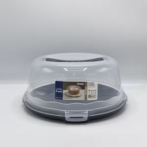 دنیا پلاستیک - ظرف کیک مدل بلند طوسی 30306