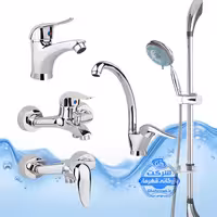 ست 5 عددی شیرآلات مدل قهرمان | شیر روشویی   شیر ظرفشویی   توالت   حمام   علم دوش یونیکا | کروم براق