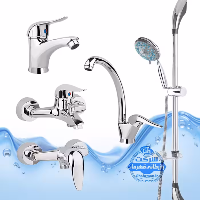 ست 5 عددی شیرآلات مدل قهرمان | شیر روشویی   شیر ظرفشویی   توالت   حمام   علم دوش یونیکا | کروم براق