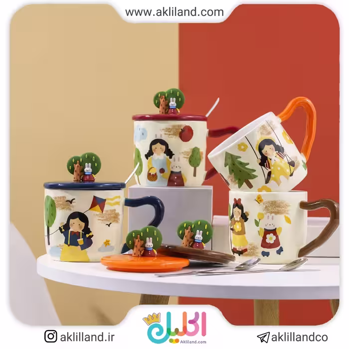 ماگ سرامیکی درب دار دختر جنگل