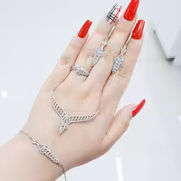 سرویس میکرو زنجیری ظریف نقره 925 طرح جواهر ابکاری طلا