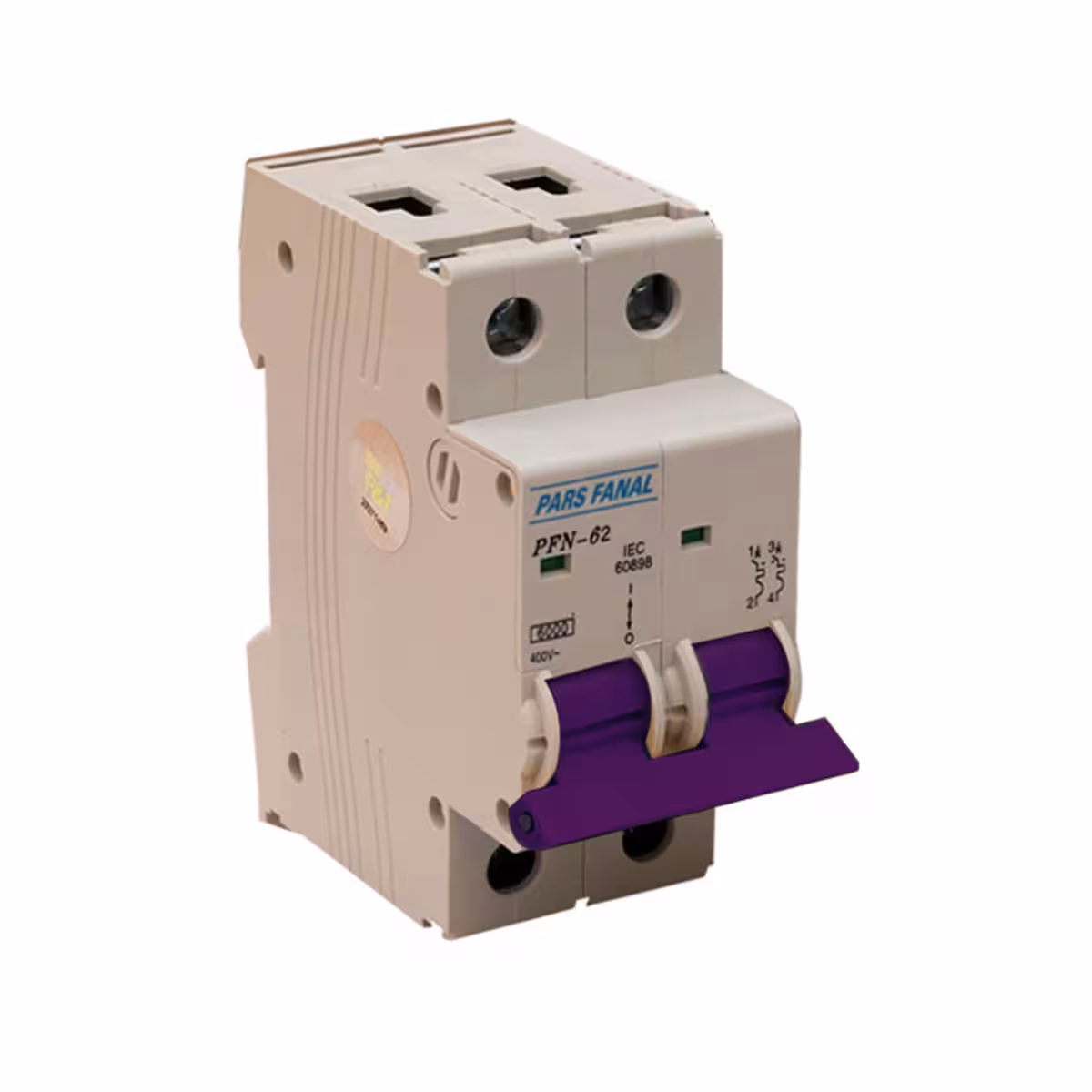 فیوز مینیاتوری دو پل 50 آمپر پارس فانال مدل C50-6K-PFN-2P