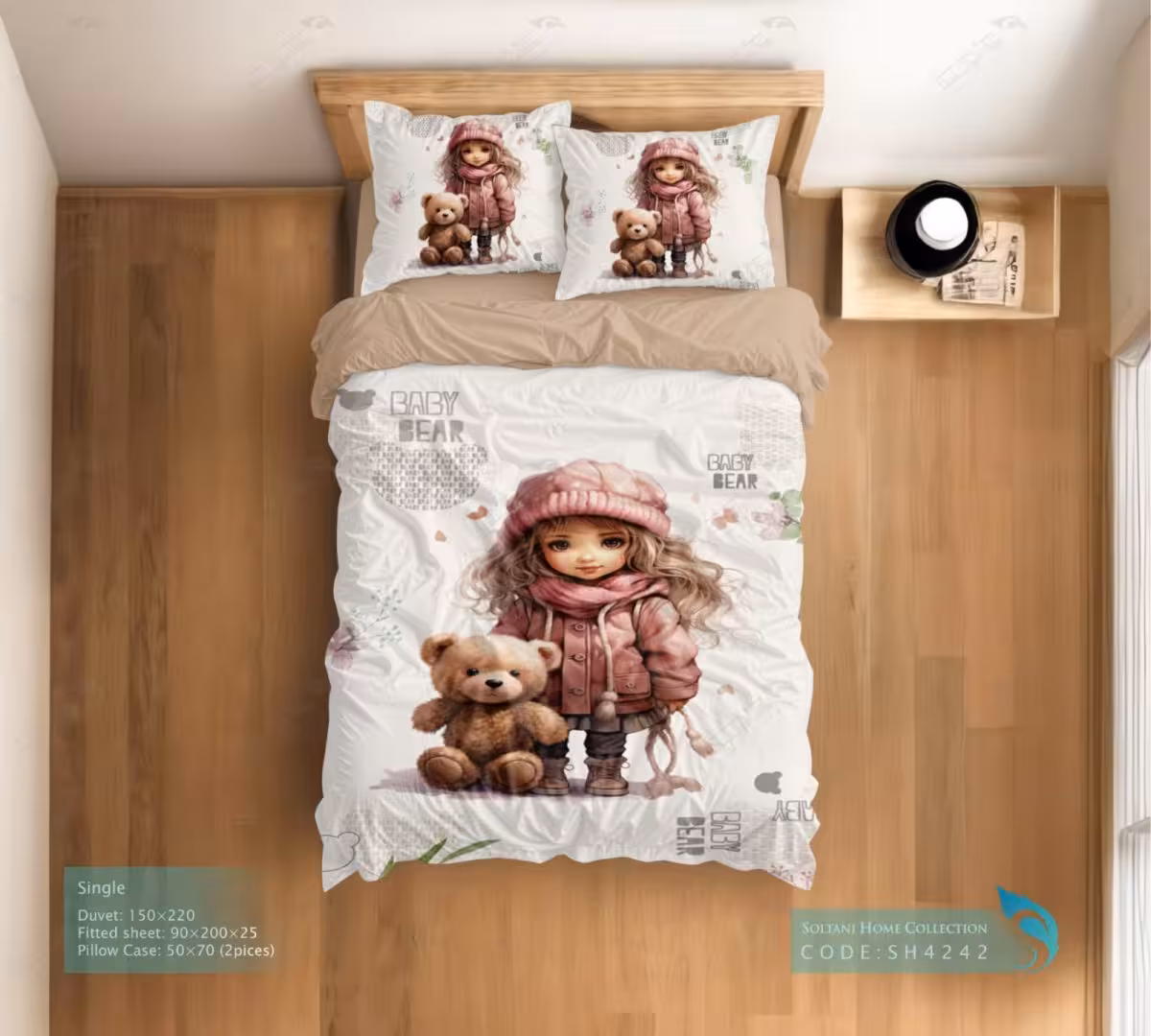 روتختی و ست کامل طرح دختر سرمایی سایز یکنفره کد SH4242