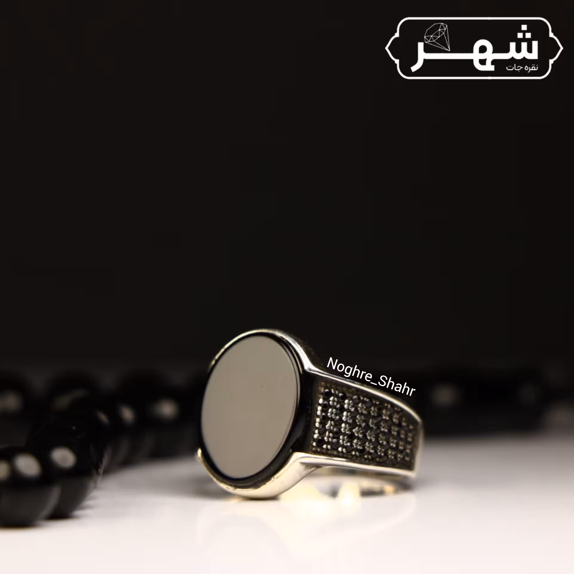 انگشتر مردانه عقیق مشکی طرح اسپرت (نقره اصل)