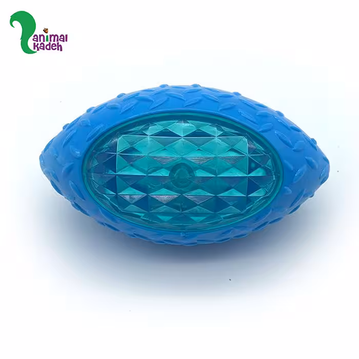 اسباب بازی توپ مقاوم چراغ دار و صدادار بیضی (آبی)