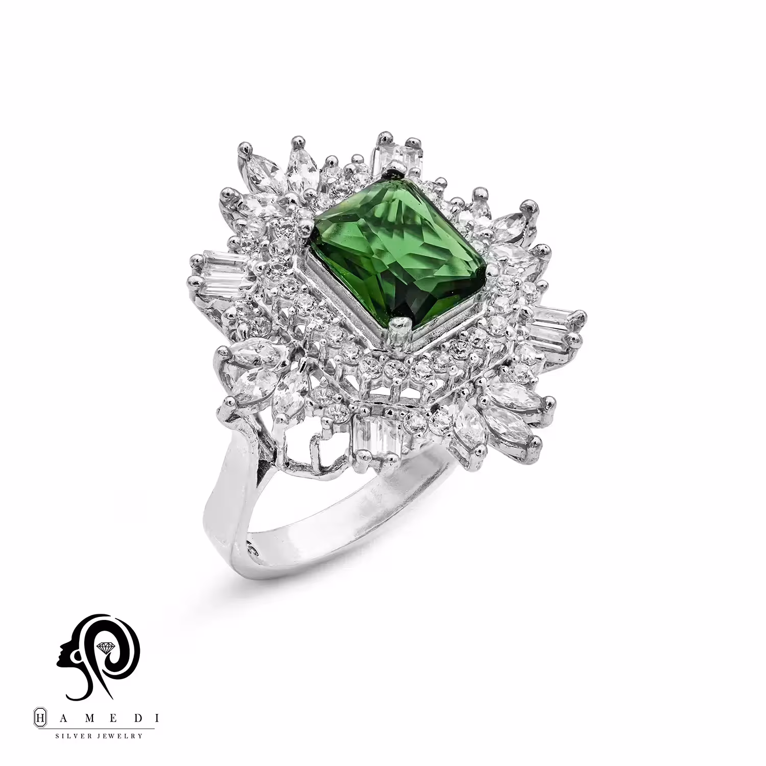 انگشتر نقره زنانه مجلسی رنگی مدل RI R112