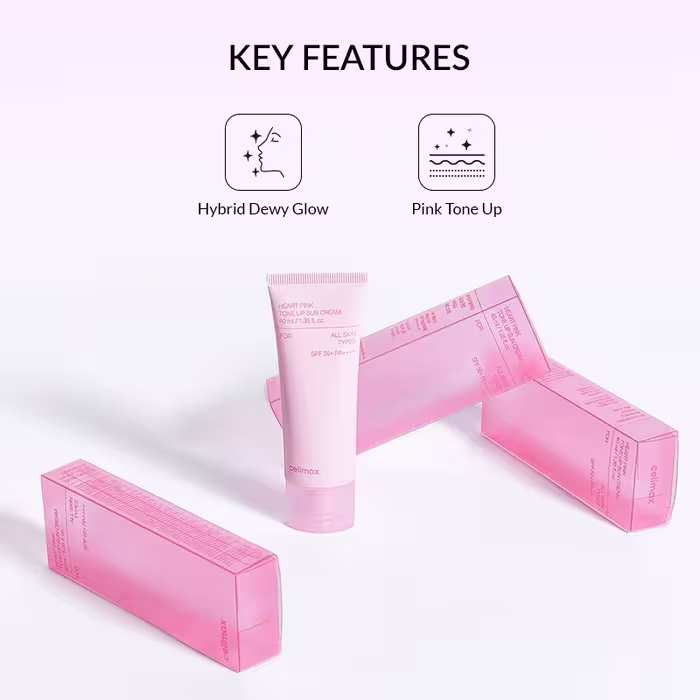 کرم ضد آفتاب تون آپ سلیمکس Celimax مدل heart pink رنگ صورتی
