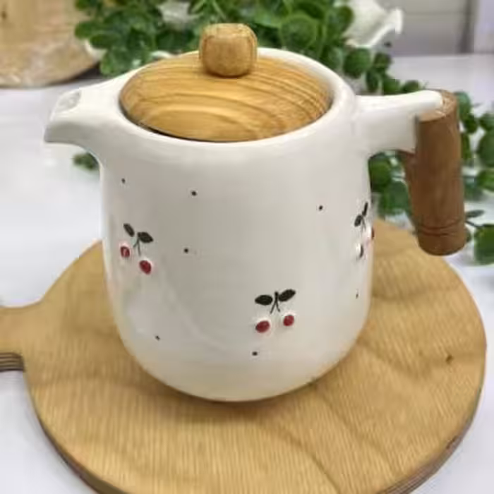 قوری دسته چوبی البالو