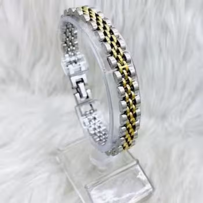 دستبند استیل رولکس دورنگ