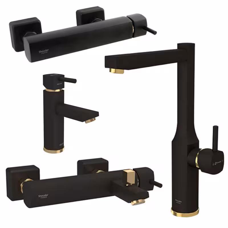 ست شیرالات شودر مدل یونیک/یونیک پلاس مشکی طلایی