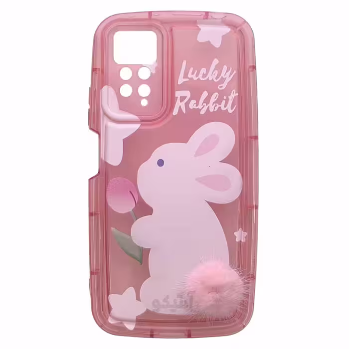 قاب عروسکی خرگوشی طرح Lucky Rabbit دم پشمی مناسب برای Xiaomi Note11 Pro / Note12 Pro-4G-صورتی