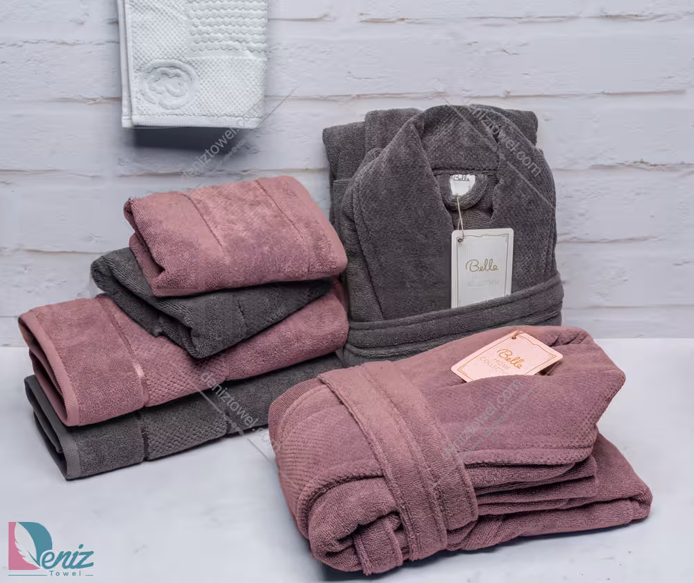 حوله ست دو نفره طرح ماکرو رنگ عنابی و ذغالی