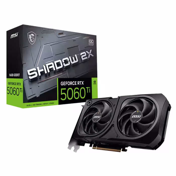 کارت گرافیک ام اس آی مدل GeForce RTX 5060 Ti Shadow 2X OC PLUS با ظرفیت 16 گیگابایت GDDR7