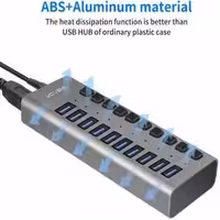 هاب آداپتور دار 10 پورت کلید دار USB.3