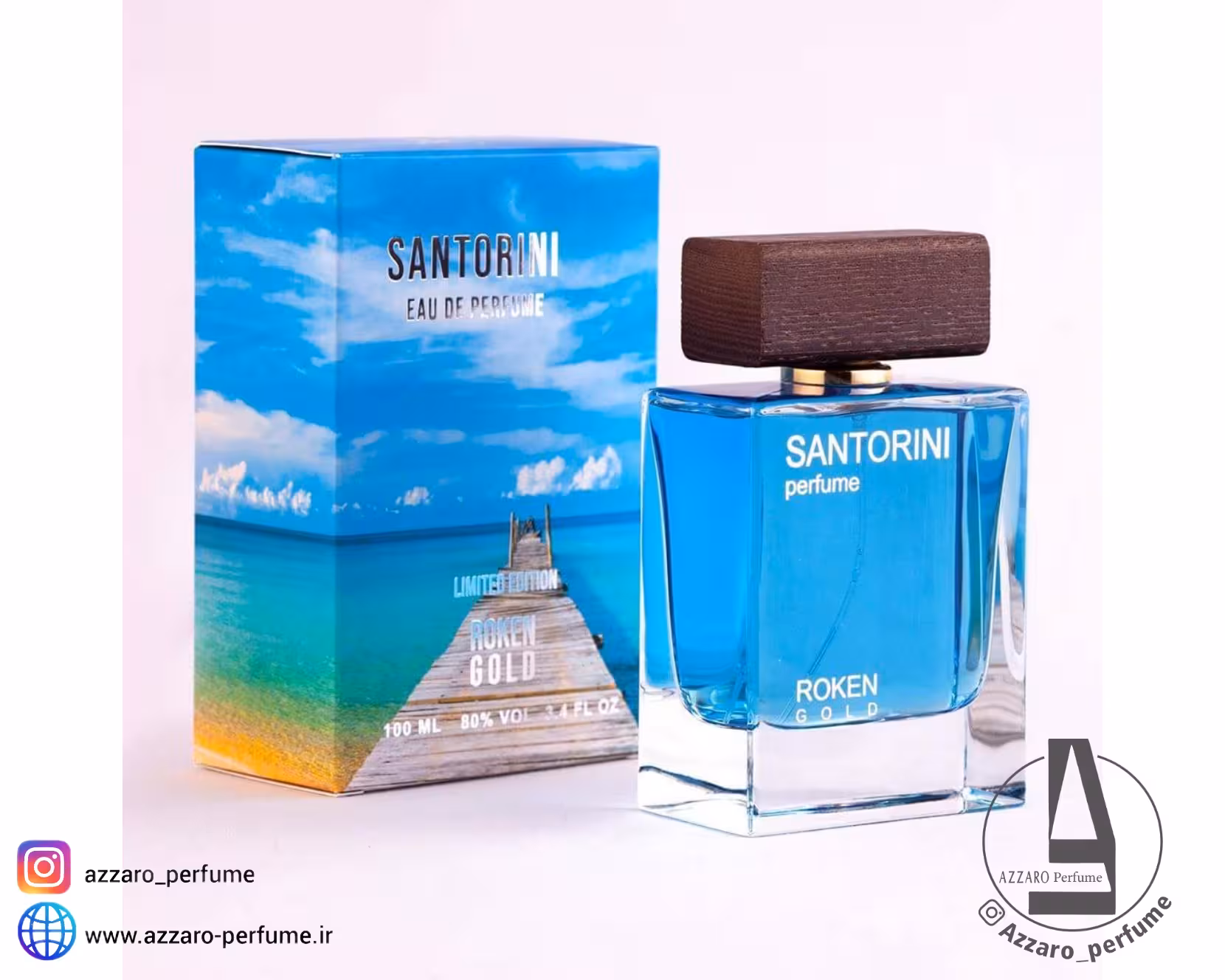 ادکلن مردانه سانتورینی Santorini برند روکن گلد حجم 100 میل
