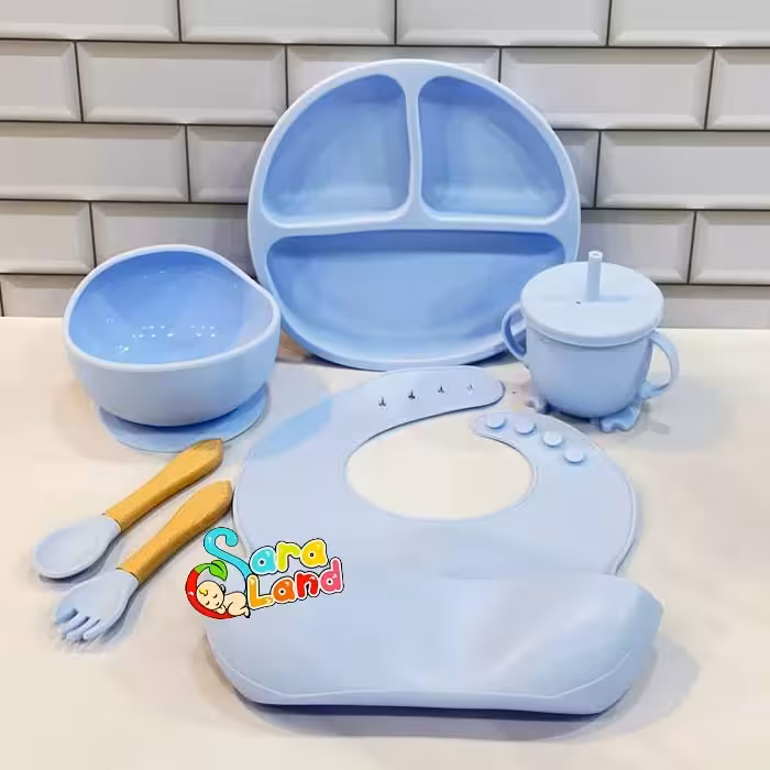 ست غذاخوری تمام سیلیکون نوزاد 6 تکه رنگی