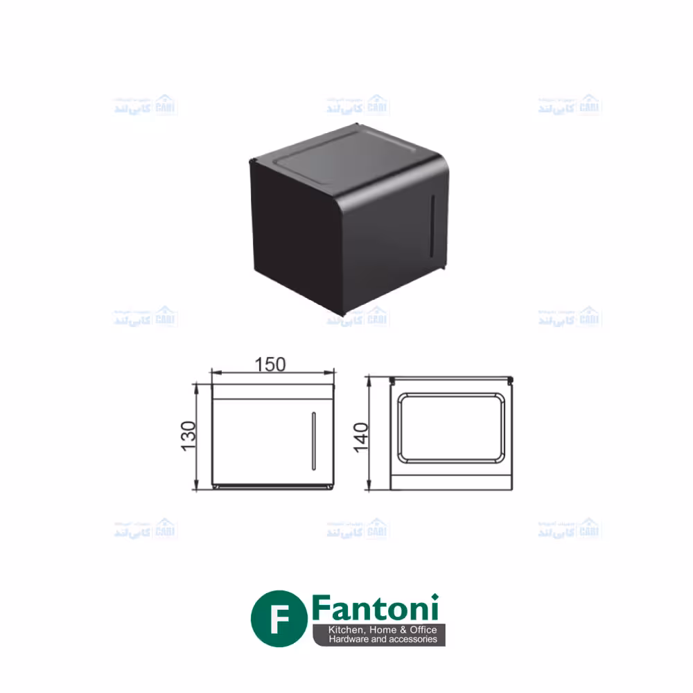 جای دستمال کاغذی 150mm روی صفحه رنگ مشکی مات سری M فانتونی S301