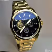 SHADOW WATCH 2124 جدید اتوماتیک گوکی شادو اتومات صفحه با طراحی جدید مشکی با نشانگرهای طلایی براق ** طلایی درب استیل