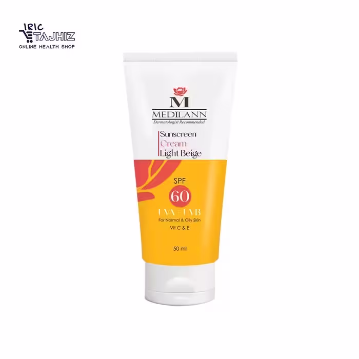 کرم ضد آفتاب رنگی SPF 60 فاقد چربی مدیلن 50 میلی لیتر