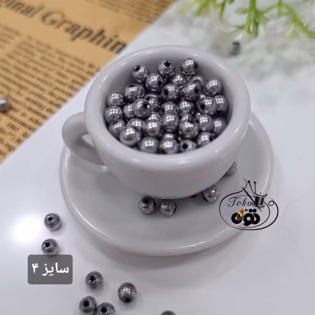 سنگ حدید گرد نقره ای تیره (10 تایی)