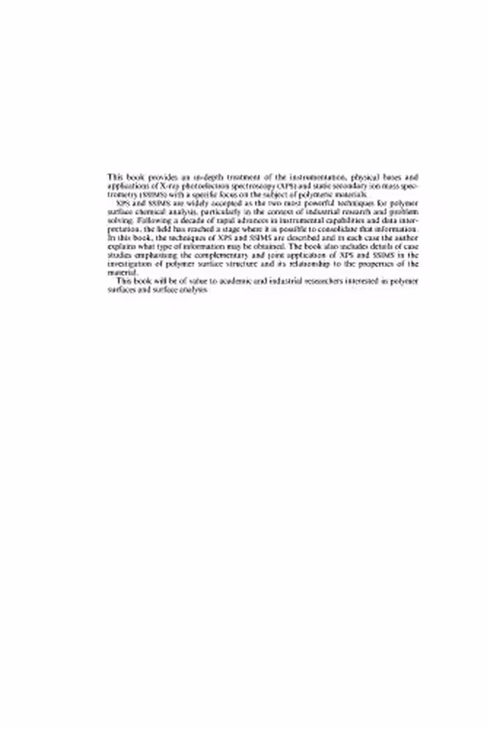 خرید و دانلود نسخه کامل کتاب Surface Analysis of Polymers by XPS and Static SIMS (Cambridge Solid State Science Series)