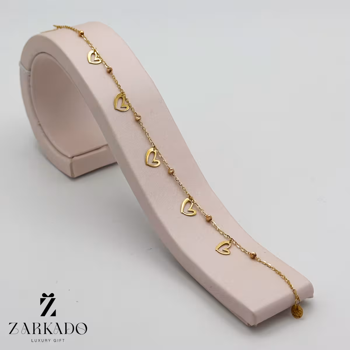 دستبند طلا طرح قلب حالت دار کد B2137