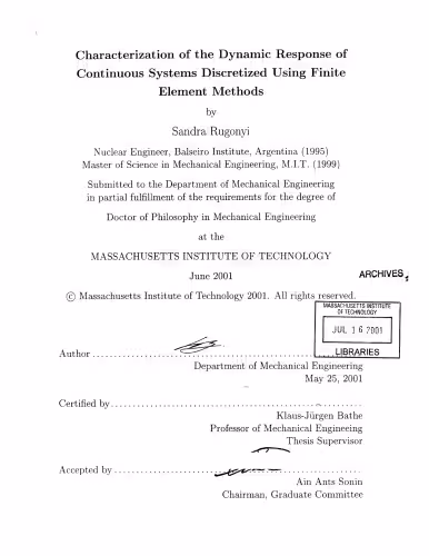 خرید و دانلود نسخه کامل کتاب Characterization of the Dynamic Response of Continuous Systems Discretized Using Finite Element Methods