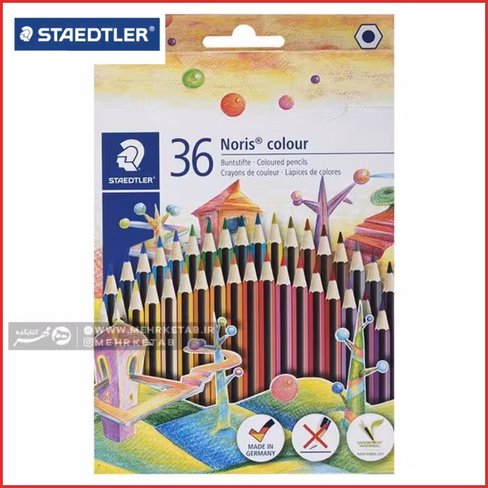 مداد رنگی 36 رنگ استدلر وپکس نشکن سری نوریس Noris Staedtler wopex-36 color Pencils