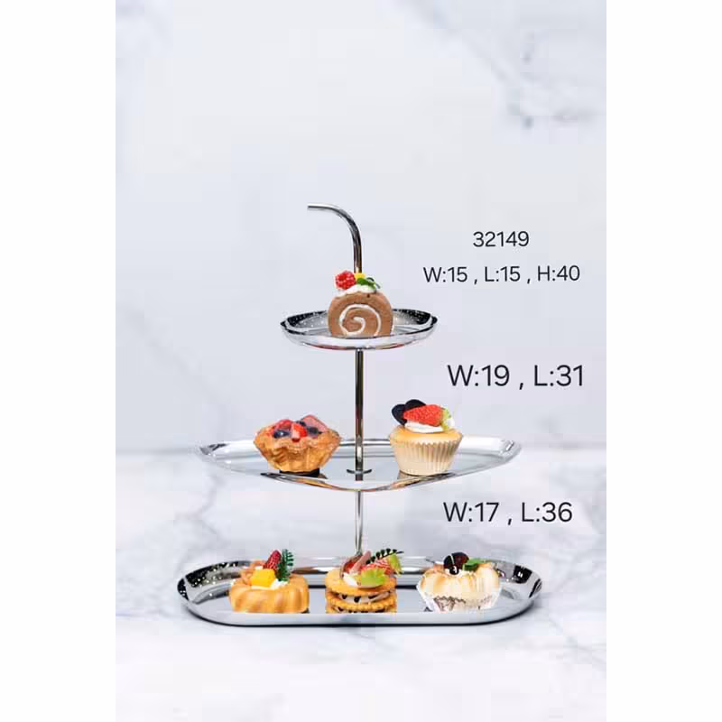 شیرینی خوری سه طبقه استیل 32149