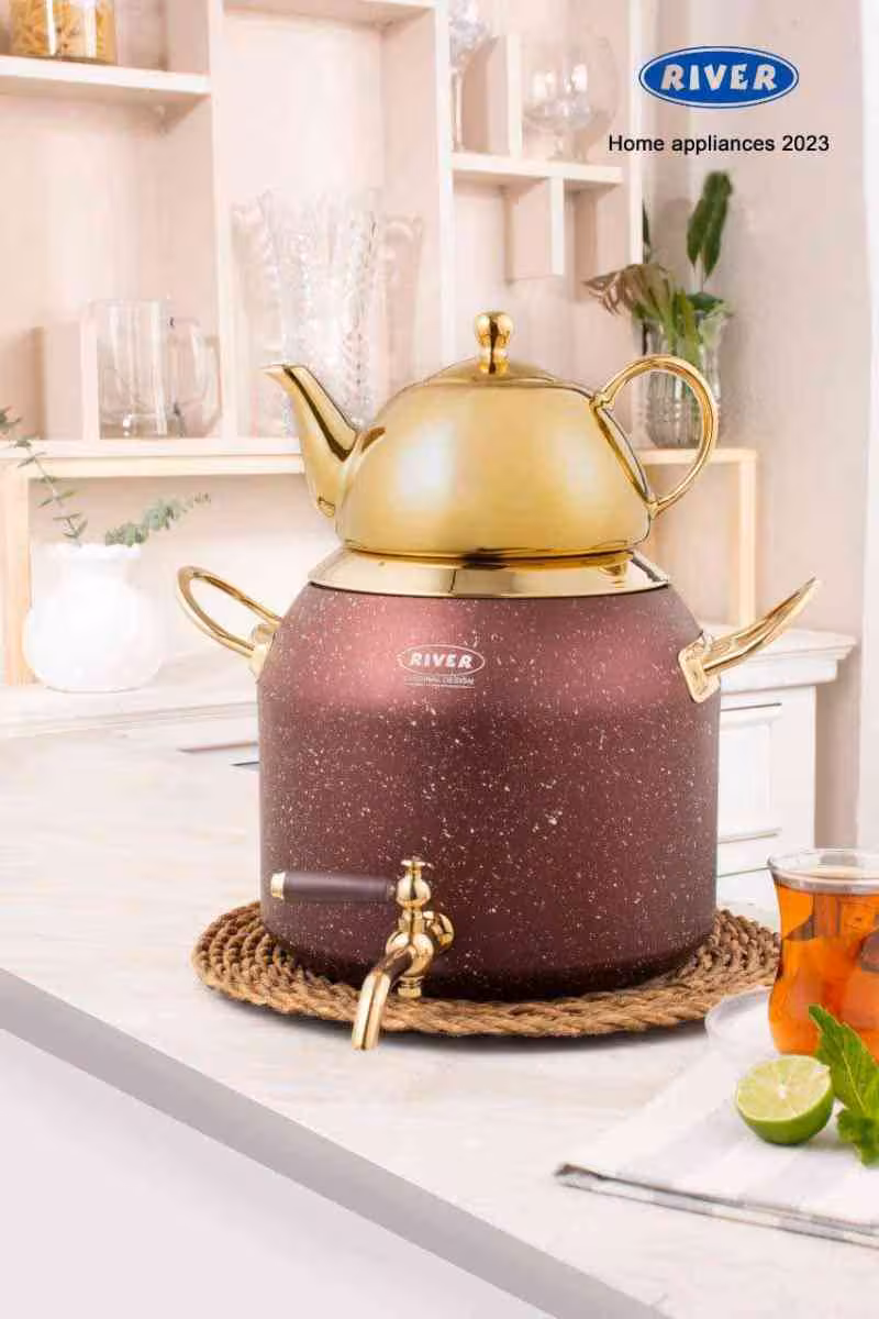 کتری و قوری 6 لیتر گرانیت ریور RIVER زرشکی کد 5843