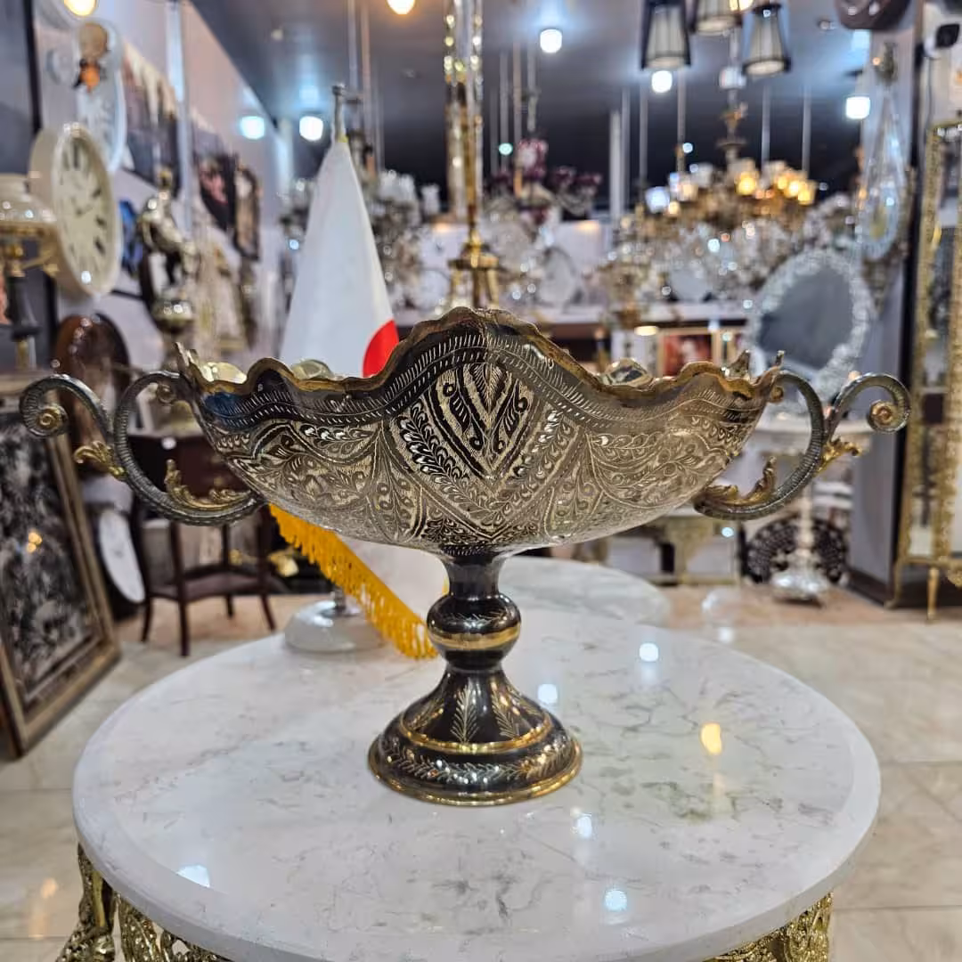 کشکول برنجی سیاه قلم سایز بزرگ