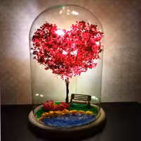 چراغ خواب گوی شیشه ای طرح قلب هدیه‌ی رمانتیک ولنتاین - فروشگاه اینترنتی گشنیز