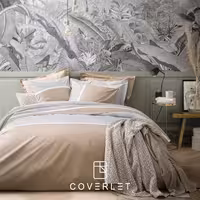 روتختی ساده نسکافه‌ای و طوسی نوار‌دار کاوری مدل Parure