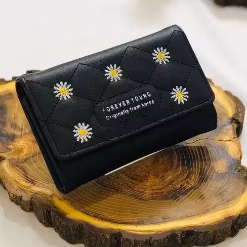 کیف پول دخترانه سه لت گلدوزی بابونه