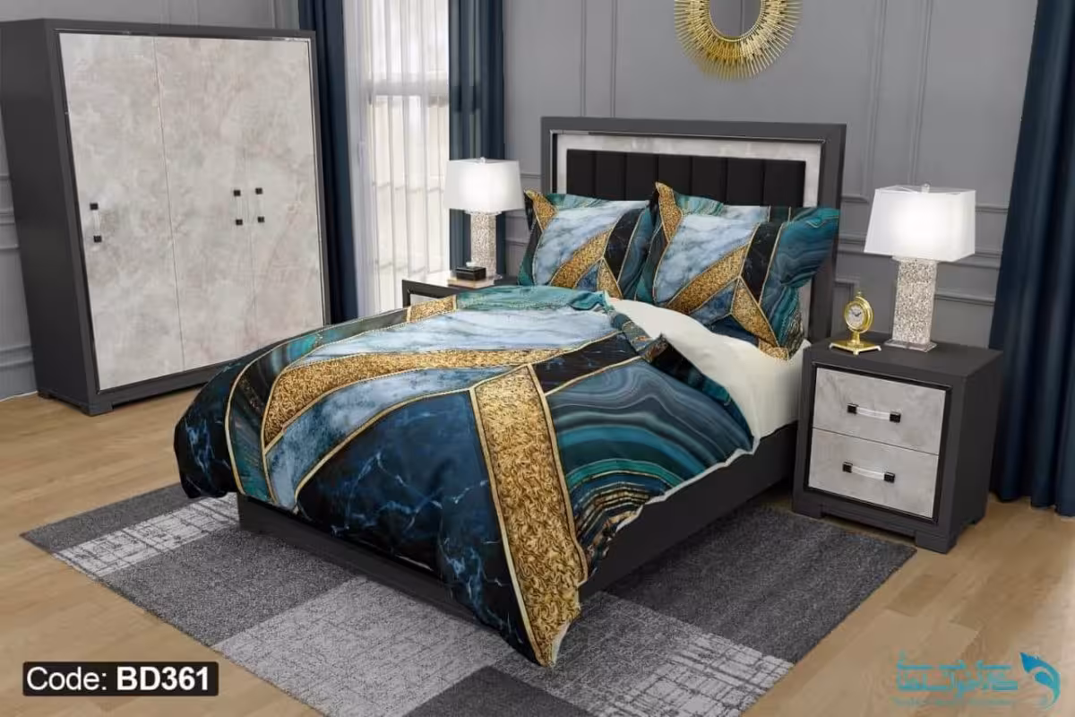 روتختی طرح هندسی سنگ مرمر برند دکو کد BD361 | دارای قابلیت تغییر رنگ پشت لحاف و ملحفه