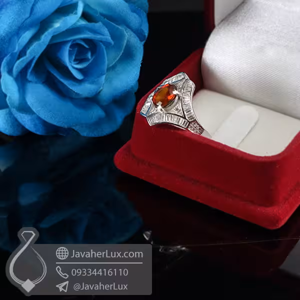 انگشتر گارنت نقره زنانه _ کد : 100685