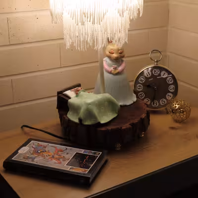 آباژور رومیزی مدل دستساز طرح خرگوش و مادر