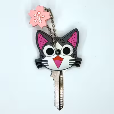 کاور کلید مدل Cute Cat T04 به همراه آویز مجموعه 2 عددی