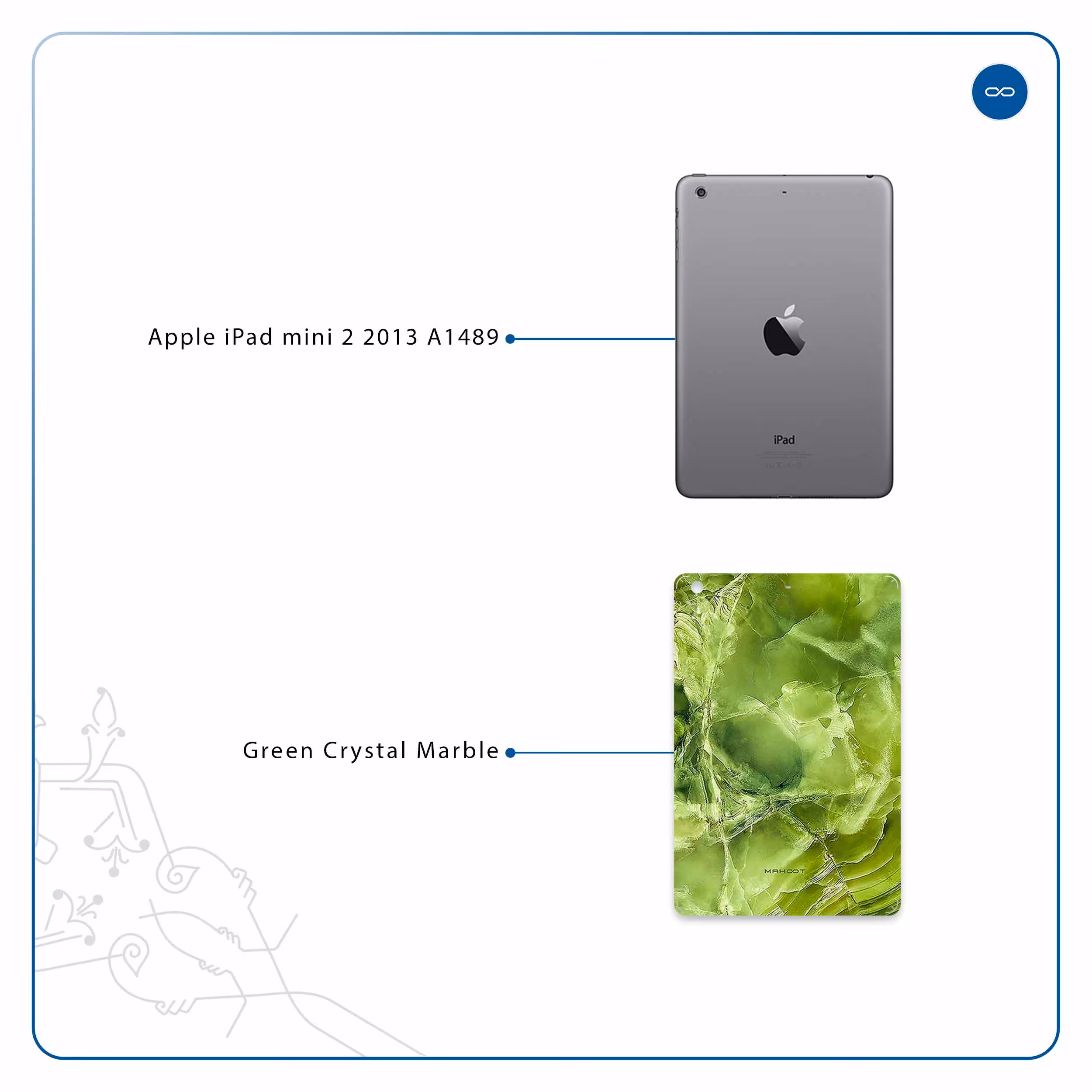 برچسب پوششی ماهوت مدل Green Crystal Marble مناسب برای تبلت اپل iPad mini 2 2013 A1489