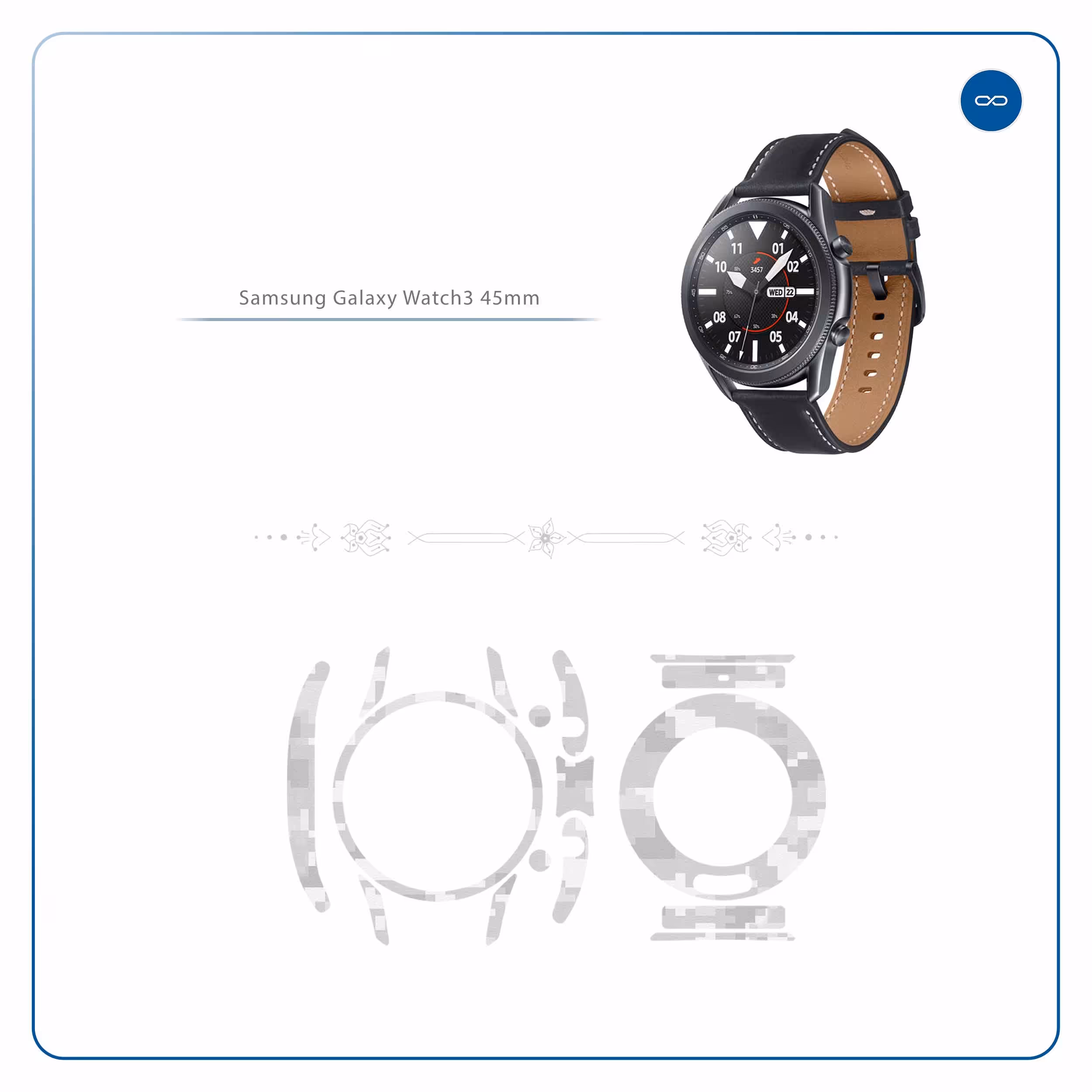 برچسب ماهوت طرح Army Snow Pixel مناسب برای ساعت هوشمند سامسونگ Galaxy Watch3 45mm