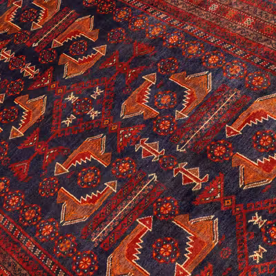 فرش دستبافت دو و نیم متری مدل نقشه بلوچ  کد 23.1294