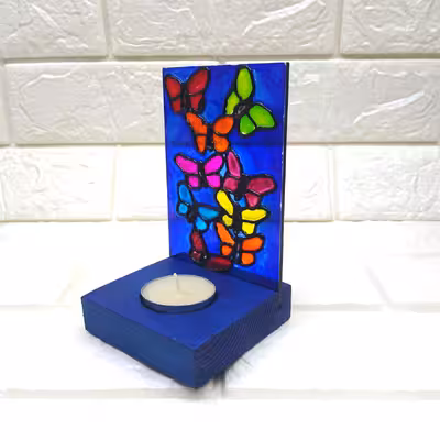 جا شمعی ویترای طرح پروانه مدل 007