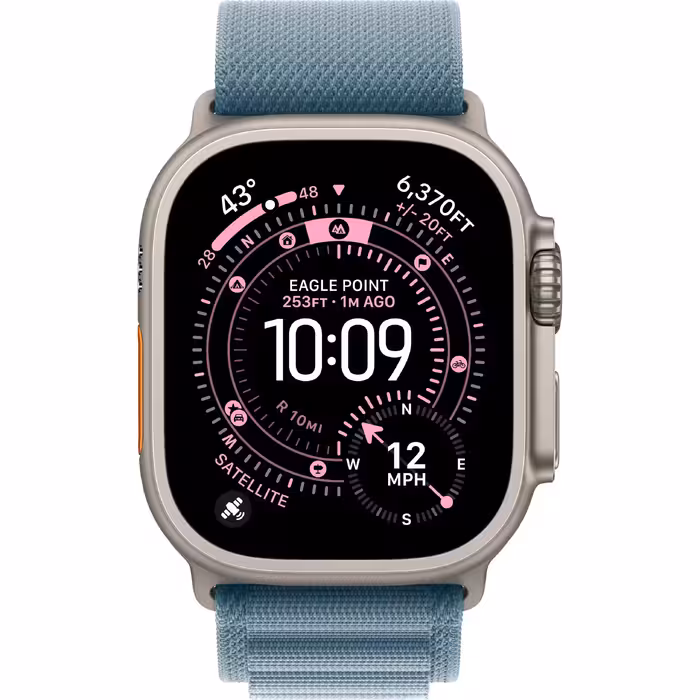 اپل واچ مدل Ultra 3 Natural Titanium Case Alpine Light Blue Band
