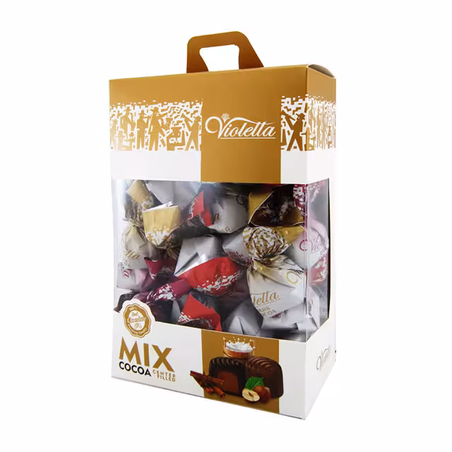 بسته شکلات کاکائویی با مغزی کرم کاکائو 4 طعم متنوع ویولتا فرمند 400 گرمی