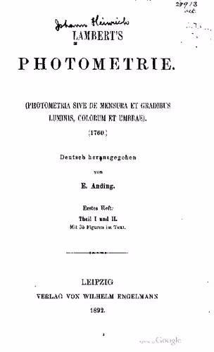 خرید و دانلود نسخه کامل کتاب Lambert's Photometrie (Photometria sive de mensura et gradibus luminis, colorum et umbrae) (1760)