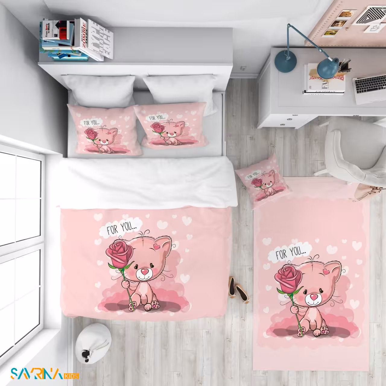 سرویس روتختی طرح گربه ی ناز یک نفره کد AS1391